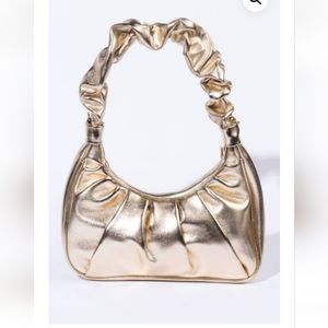 Women's SCRUNCHIE BAGUETTE PURSE-GOLD